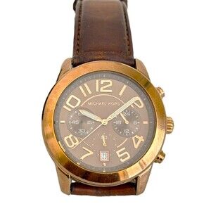 Michael Kors MK-2265 Rose Gold Tone Brown Dial Leather Chronograph Watch